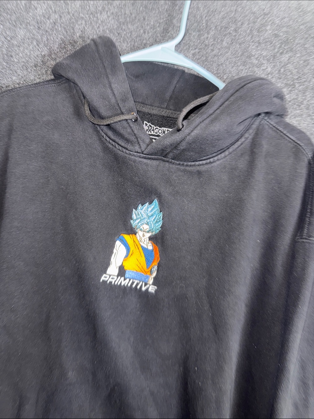 Primitive x Dragon Ball Super Goku Blue Embroidered Hoodie Mens Large Black